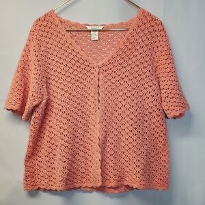 Vintage Crochet Muted Coral/Peach Knit Cardigan